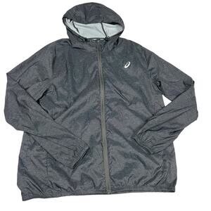 Asics Running Jacket Grey Long‎ Sleeve Full Zip Hooded Activewear Lightweight